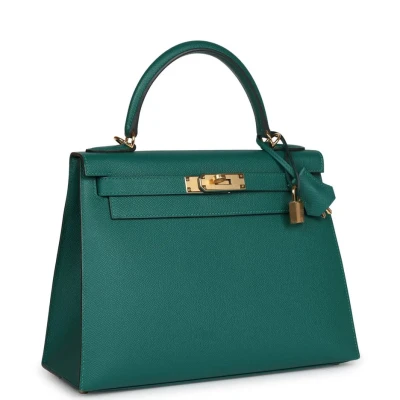 Hermes Kelly Sellier 28 Malachite Epsom Gold Hardware Hermes Kelly Sellier 28 Malachite Epsom Gold Hardware