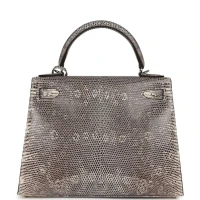 Hermes Kelly Sellier 28 Ombre Varanus Salvator Lizard Palladium Hardware