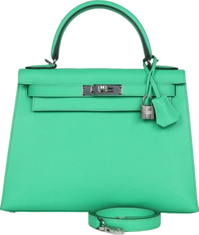 Hermes Kelly Sellier 28 Vert Comics Epsom Palladium Hardware Hermes Kelly Sellier 28 Vert Comics Epsom Palladium Hardware