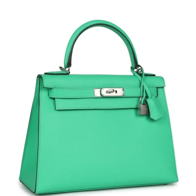 Hermes Kelly Sellier 28 Vert Comics Epsom Palladium Hardware Hermes Kelly Sellier 28 Vert Comics Epsom Palladium Hardware