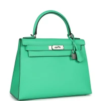 Hermes Kelly Sellier 28 Vert Comics Epsom Palladium Hardware Hermes Kelly Sellier 28 Vert Comics Epsom Palladium Hardware