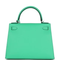Hermes Kelly Sellier 28 Vert Comics Epsom Palladium Hardware Hermes Kelly Sellier 28 Vert Comics Epsom Palladium Hardware