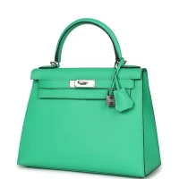 Hermes Kelly Sellier 28 Vert Comics Epsom Palladium Hardware Hermes Kelly Sellier 28 Vert Comics Epsom Palladium Hardware