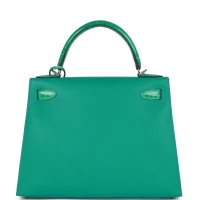 Hermes Kelly Sellier 28 Vert Verone Madame and Shiny Niloticus Crocodile Touch Palladium Hardware Hermes Kelly Sellier 28 Vert Verone Madame and Shiny Niloticus Crocodile Touch Palladium Hardware