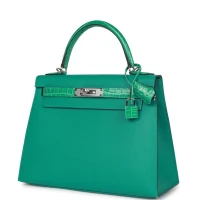 Hermes Kelly Sellier 28 Vert Verone Madame and Shiny Niloticus Crocodile Touch Palladium Hardware Hermes Kelly Sellier 28 Vert Verone Madame and Shiny Niloticus Crocodile Touch Palladium Hardware
