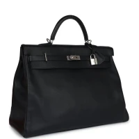Hermes Kelly Voyage 50 Black Evercolor Palladium Hardware Hermes Kelly Voyage 50 Black Evercolor Palladium Hardware