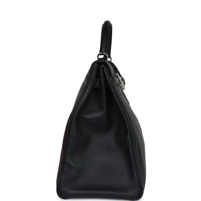 Hermes Kelly Voyage 50 Black Evercolor Palladium Hardware Hermes Kelly Voyage 50 Black Evercolor Palladium Hardware