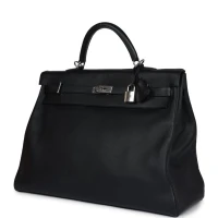 Hermes Kelly Voyage 50 Black Evercolor Palladium Hardware Hermes Kelly Voyage 50 Black Evercolor Palladium Hardware