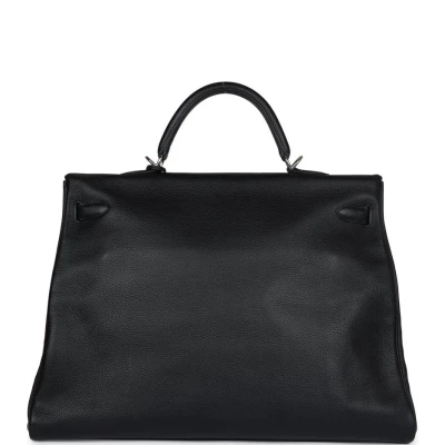 Hermes Kelly Voyage 50 Black Evercolor Palladium Hardware Hermes Kelly Voyage 50 Black Evercolor Palladium Hardware