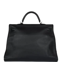 Hermes Kelly Voyage 50 Black Evercolor Palladium Hardware Hermes Kelly Voyage 50 Black Evercolor Palladium Hardware