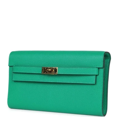 Hermes Kelly Wallet To Go Menthe Chevre Gold Hardware