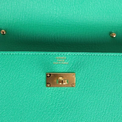 Hermes Kelly Wallet To Go Menthe Chevre Gold Hardware