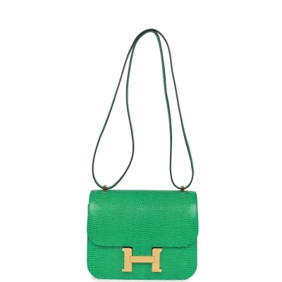 Hermes Mini Constance 18 Menthe Lizard Salvator Gold Hardware Hermes Mini Constance 18 Menthe Lizard Salvator Gold Hardware