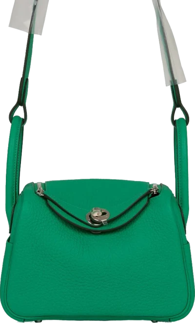 Hermes Mini Lindy Menthe Clemence Palladium Hardware Hermes Mini Lindy Menthe Clemence Palladium Hardware