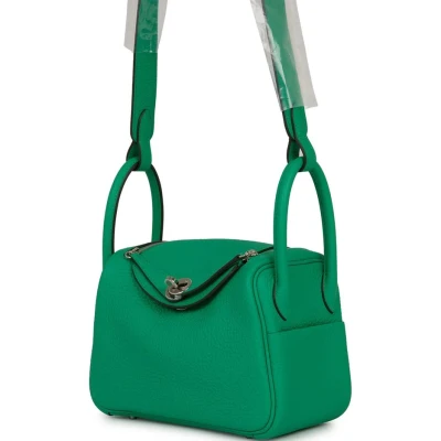 Hermes Mini Lindy Menthe Clemence Palladium Hardware Hermes Mini Lindy Menthe Clemence Palladium Hardware