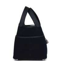 Hermes Picotin Cargo 18 Caban Swift and Black Toile Canvas Palladium Hardware