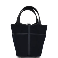Hermes Picotin Cargo 18 Caban Swift and Black Toile Canvas Palladium Hardware