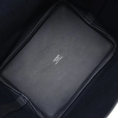 Hermes Picotin Cargo 18 Caban Swift and Black Toile Canvas Palladium Hardware