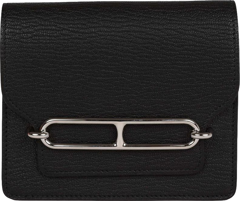 Hermes Roulis Slim Wallet Black Chevre Mysore Palladium Hardware