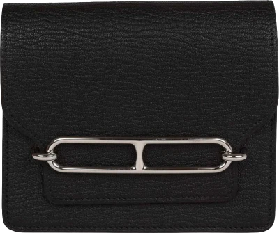 Hermes Roulis Slim Wallet Black Chevre Mysore Palladium Hardware Hermes Roulis Slim Wallet Black Chevre Mysore Palladium Hardware