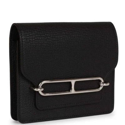 Hermes Roulis Slim Wallet Black Chevre Mysore Palladium Hardware Hermes Roulis Slim Wallet Black Chevre Mysore Palladium Hardware