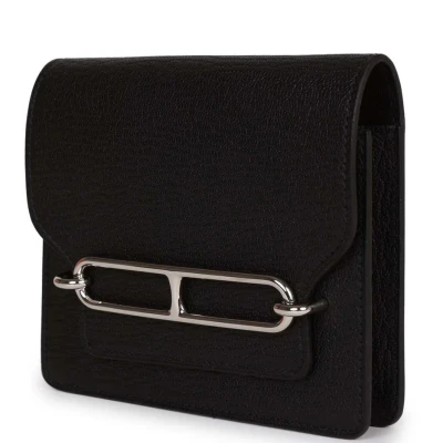 Hermes Roulis Slim Wallet Black Chevre Mysore Palladium Hardware Hermes Roulis Slim Wallet Black Chevre Mysore Palladium Hardware