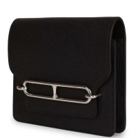 Hermes Roulis Slim Wallet Black Chevre Mysore Palladium Hardware Hermes Roulis Slim Wallet Black Chevre Mysore Palladium Hardware
