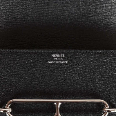 Hermes Roulis Slim Wallet Black Chevre Mysore Palladium Hardware Hermes Roulis Slim Wallet Black Chevre Mysore Palladium Hardware
