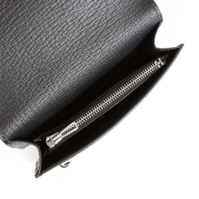 Hermes Roulis Slim Wallet Black Chevre Mysore Palladium Hardware Hermes Roulis Slim Wallet Black Chevre Mysore Palladium Hardware