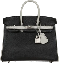 Hermes Special Order (HSS) Birkin 25 Black and Gris Perle Chèvre Brushed Palladium Hardware Hermes Special Order (HSS) Birkin 25 Black and Gris Perle Chèvre Brushed Palladium Hardware