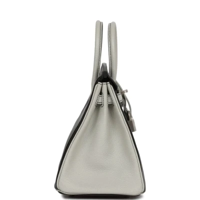 Hermes Special Order (HSS) Birkin 25 Black and Gris Perle Chèvre Brushed Palladium Hardware Hermes Special Order (HSS) Birkin 25 Black and Gris Perle Chèvre Brushed Palladium Hardware