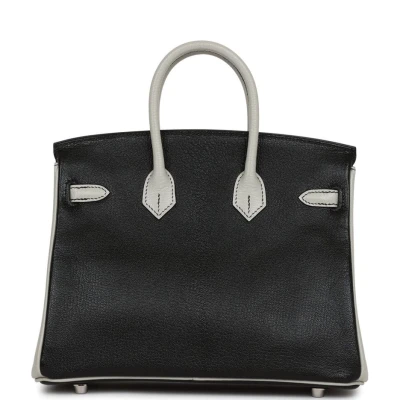 Hermes Special Order (HSS) Birkin 25 Black and Gris Perle Chèvre Brushed Palladium Hardware Hermes Special Order (HSS) Birkin 25 Black and Gris Perle Chèvre Brushed Palladium Hardware