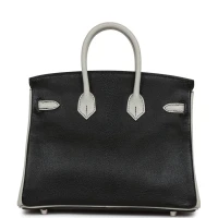 Hermes Special Order (HSS) Birkin 25 Black and Gris Perle Chèvre Brushed Palladium Hardware Hermes Special Order (HSS) Birkin 25 Black and Gris Perle Chèvre Brushed Palladium Hardware