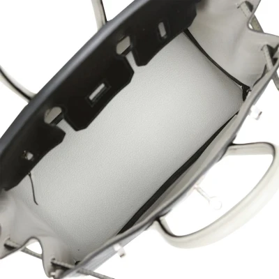 Hermes Special Order (HSS) Birkin 25 Black and Gris Perle Chèvre Brushed Palladium Hardware Hermes Special Order (HSS) Birkin 25 Black and Gris Perle Chèvre Brushed Palladium Hardware