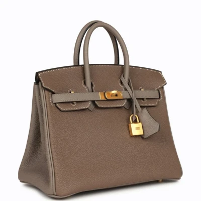 Hermes Special Order (HSS) Birkin 25 Etoupe and Etain Togo Brushed Gold Hardware Hermes Special Order (HSS) Birkin 25 Etoupe and Etain Togo Brushed Gold Hardware