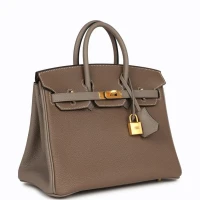 Hermes Special Order (HSS) Birkin 25 Etoupe and Etain Togo Brushed Gold Hardware Hermes Special Order (HSS) Birkin 25 Etoupe and Etain Togo Brushed Gold Hardware