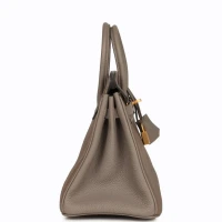 Hermes Special Order (HSS) Birkin 25 Etoupe and Etain Togo Brushed Gold Hardware Hermes Special Order (HSS) Birkin 25 Etoupe and Etain Togo Brushed Gold Hardware