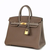 Hermes Special Order (HSS) Birkin 25 Etoupe and Etain Togo Brushed Gold Hardware Hermes Special Order (HSS) Birkin 25 Etoupe and Etain Togo Brushed Gold Hardware