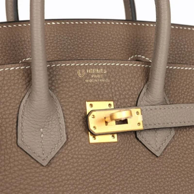 Hermes Special Order (HSS) Birkin 25 Etoupe and Etain Togo Brushed Gold Hardware Hermes Special Order (HSS) Birkin 25 Etoupe and Etain Togo Brushed Gold Hardware