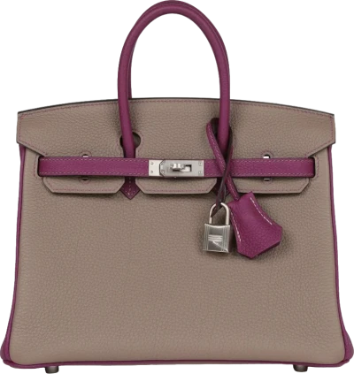 Hermes Special Order (HSS) Birkin 25 Gris Asphalte and Anenome Togo Brushed Palladium Hardware Hermes Special Order (HSS) Birkin 25 Gris Asphalte and Anenome Togo Brushed Palladium Hardware