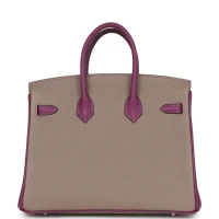 Hermes Special Order (HSS) Birkin 25 Gris Asphalte and Anenome Togo Brushed Palladium Hardware Hermes Special Order (HSS) Birkin 25 Gris Asphalte and Anenome Togo Brushed Palladium Hardware