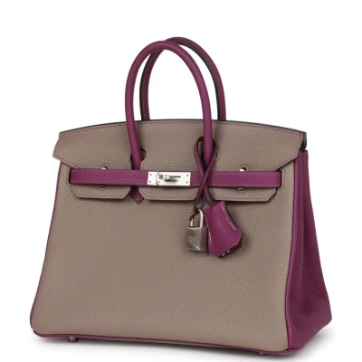 Hermes Special Order (HSS) Birkin 25 Gris Asphalte and Anenome Togo Brushed Palladium Hardware Hermes Special Order (HSS) Birkin 25 Gris Asphalte and Anenome Togo Brushed Palladium Hardware