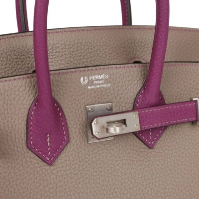 Hermes Special Order (HSS) Birkin 25 Gris Asphalte and Anenome Togo Brushed Palladium Hardware Hermes Special Order (HSS) Birkin 25 Gris Asphalte and Anenome Togo Brushed Palladium Hardware