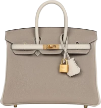 Hermes Special Order (HSS) Birkin 25 Gris Asphalte and Craie Togo Brushed Gold Hardware Hermes Special Order (HSS) Birkin 25 Gris Asphalte and Craie Togo Brushed Gold Hardware