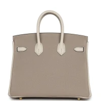 Hermes Special Order (HSS) Birkin 25 Gris Asphalte and Craie Togo Brushed Gold Hardware Hermes Special Order (HSS) Birkin 25 Gris Asphalte and Craie Togo Brushed Gold Hardware