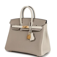 Hermes Special Order (HSS) Birkin 25 Gris Asphalte and Craie Togo Brushed Gold Hardware Hermes Special Order (HSS) Birkin 25 Gris Asphalte and Craie Togo Brushed Gold Hardware