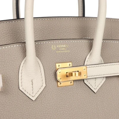 Hermes Special Order (HSS) Birkin 25 Gris Asphalte and Craie Togo Brushed Gold Hardware Hermes Special Order (HSS) Birkin 25 Gris Asphalte and Craie Togo Brushed Gold Hardware