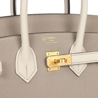 Hermes Special Order (HSS) Birkin 25 Gris Asphalte and Craie Togo Brushed Gold Hardware Hermes Special Order (HSS) Birkin 25 Gris Asphalte and Craie Togo Brushed Gold Hardware