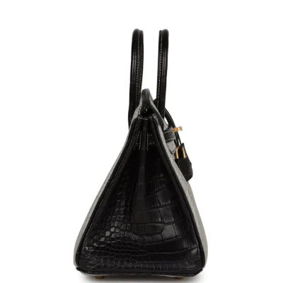 Hermes Special Order (HSS) Birkin 25 Gris Perle and Black Matte Alligator Mississippienis Brushed Gold Hardware Hermes Special Order (HSS) Birkin 25 Gris Perle and Black Matte Alligator Mississippienis Brushed Gold Hardware