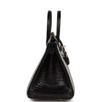 Hermes Special Order (HSS) Birkin 25 Gris Perle and Black Matte Alligator Mississippienis Brushed Gold Hardware Hermes Special Order (HSS) Birkin 25 Gris Perle and Black Matte Alligator Mississippienis Brushed Gold Hardware